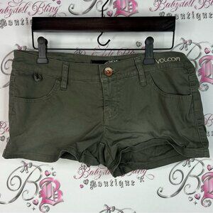 Volcom shorts mini booty zip up pockets olive green Women's Green Cargo Shorts